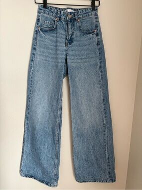 Zara Light Blue Wide-Leg High-Rise Jeans